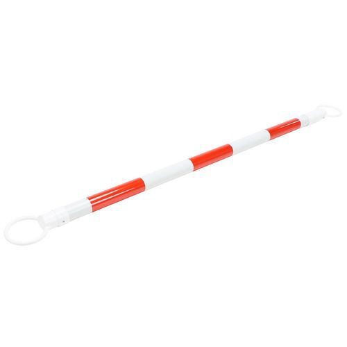 Barre de cône rétractable 1.3m - Rouge/Blanc - PVC - Signalétique de sécurité - Garantie 3 ans