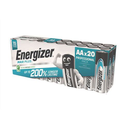 Energizer - Piles Alcalines Max Plus AA/LR6 - Lot de 20 - Longue Durée 1.5V - Éco-responsable