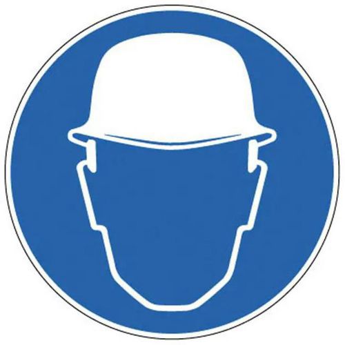 Brady - Panneau d'obligation Port d'un casque de sécurité obligatoire - Aluminium - Ø 20 cm - ISO 7010