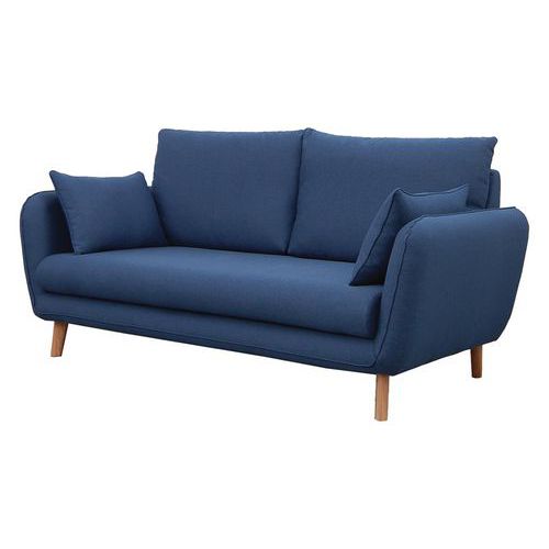 MMP - Canapé 3 places Moni Tissu Polyester Bleu Foncé - 190cm Largeur - Confort Ergonomique
