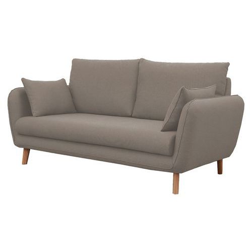 MMP - Canapé 3 places Moni Gris Clair Tissu Polyester - Ergonomique et Confortable - 190cm Largeur
