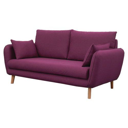 MMP - Canapé 3 places Moni tissu polyester prune - 190cm - Confort ergonomique