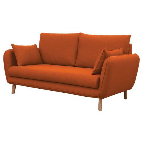 MMP - Canapé 3 places Moni Tissu Polyester Orange - Ergonomique & Confortable - 190cm Largeur