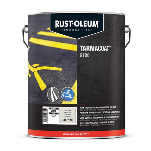 Rust-Oleum - Peinture Sol Tarmacoat Extérieur Intérieur Gris 5L - Haute Couverture 4-8m²/L - RAL 7035