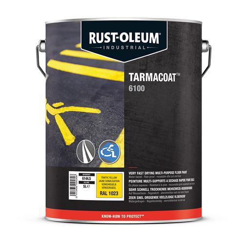 Rust-Oleum - Peinture Sol & Extérieur Tarmacoat Jaune 5L - Haute Résistance - Idéale pour Tous Sols
