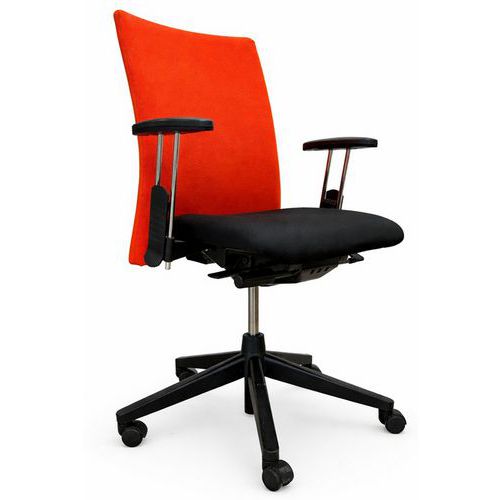 Siège de bureau reconditionné - Ergonomique, Orange et Noir - Tissu, Roulettes - Éco-responsable