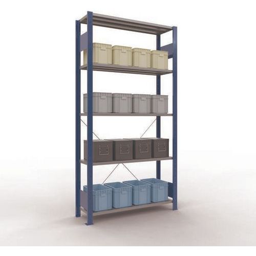 Schulte - Rayonnage Easy-Fix Départ - 2000x1000x300mm Bleu Gris - 5 Tablettes Acier Galvanisé - Charge 1300kg