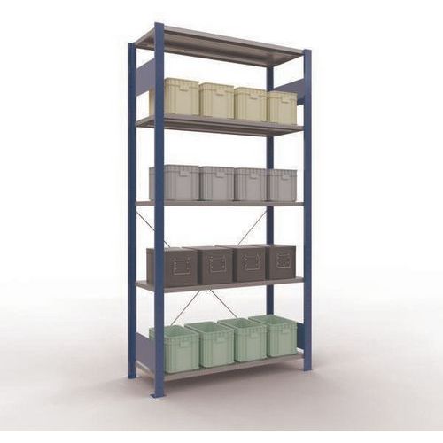 Schulte - Étagère de stockage Easy-Fix Départ - 2000x1000x400mm - 5 tablettes acier galvanisé - Charge 150kg/tablette - Bleu Gris