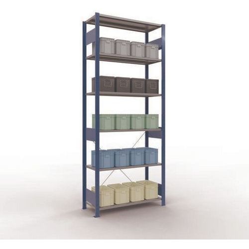 Schulte - Rayonnage Easy-Fix Départ - 2500x1000x400mm Bleu Gris - 6 Tablettes Acier - Charge 1700kg