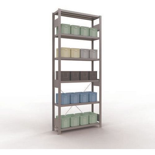 Schulte - Rayonnage Easy-Fix Départ - 2500x1000x300mm Galvanisé - 6 Tablettes Acier - Charge 1800kg