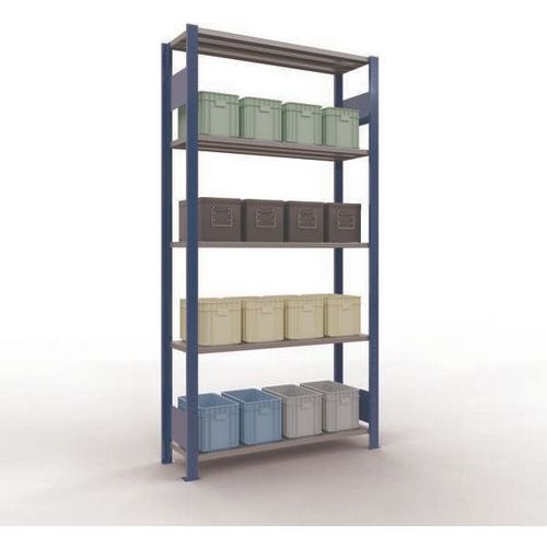 Schulte - Rayonnage léger Easy-Fix Départ - 2000x1000x300mm Bleu Gris - 5 Tablettes Acier - Charge 150kg/tablette