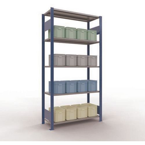 Schulte - Rayonnage Easy-Fix Départ - 2000x1000x400mm Bleu Gris - 5 Tablettes Acier - Charge 150kg/tablette