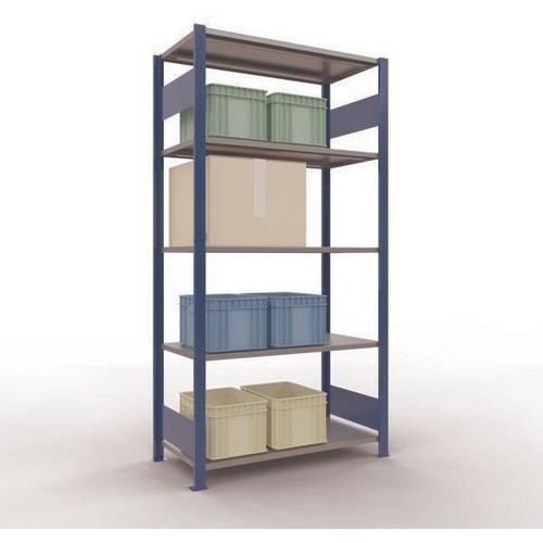 Schulte - Étagère de stockage Easy-Fix départ - 2000x1000x500mm bleu gris - 5 tablettes acier - 150kg/tablette