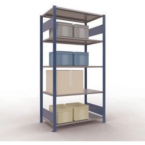Schulte - Rayonnage Easy-Fix Départ - 2000x1000x600mm Bleu Gris - 5 Tablettes Acier - Charge 1300kg