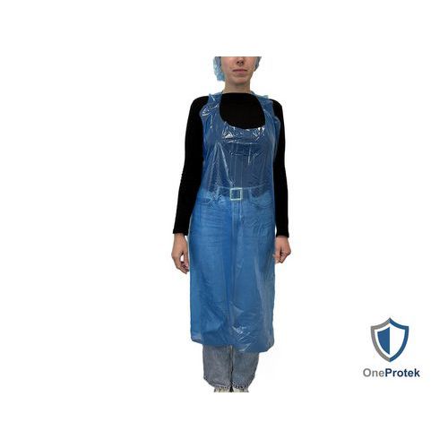 OneProtek - Tablier de protection usage unique détachable - Polyéthylène 18 g/m² Bleu - Confort et hygiène