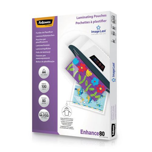 Fellowes - Pochettes de plastification A4 Image Last 80μ - Lot de 100 - Protection durable pour vos documents