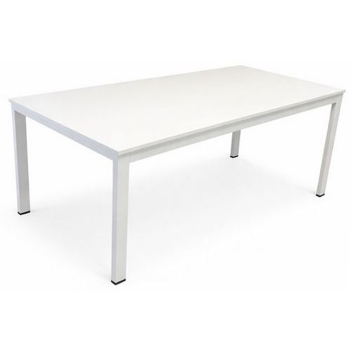 Bureau droit reconditionné 160x80 cm - Plateau et pieds blancs - Éco-responsable
