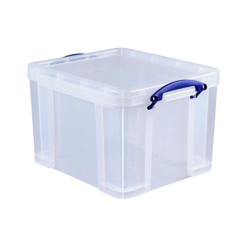 Really Useful Products - Bac de rangement plastique 35L transparent avec couvercle - Polypropylène résistant - Idéal entrepôt