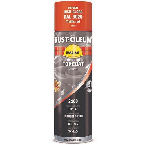 Rust-Oleum - Aérosol Peinture Hard Hat 500ml Rouge Signalisation RAL3020 - Finition Brillante - Séchage Rapide