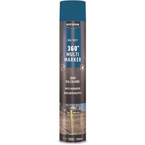 Rust-Oleum - Aérosol de Marquage au Sol XL Bleu Signalisation 750mL - Séchage Rapide 10min - RAL 5017