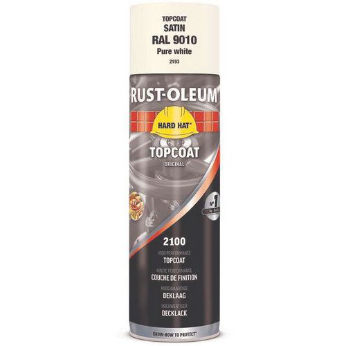 Rust-Oleum - Aérosol Peinture Industriel Blanc Satiné RAL9010 - 500mL - Finition Hard Hat Séchage Rapide