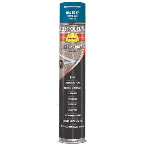 Rust-Oleum - Aérosol de traçage Hard Hat 750mL Bleu Signalisation RAL5017 - Séchage rapide 20 min