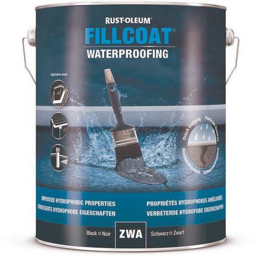 Rust-Oleum - Fillcoat Réparation d'étanchéité 5L Noir - Résistant et Durable - Idéal pour Toitures et Murs Extérieurs