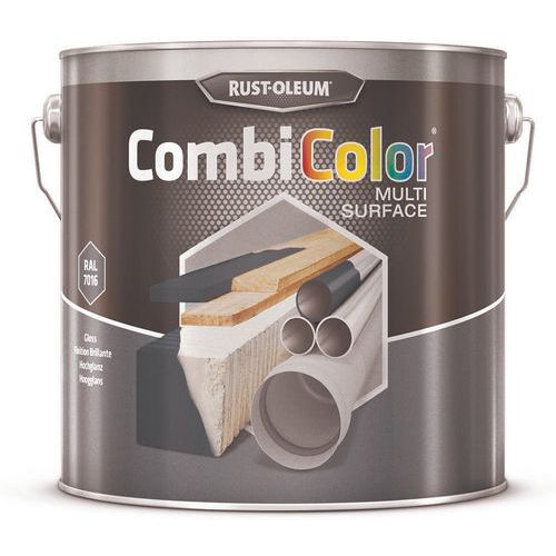 Rust-Oleum - Peinture CombiColor Multi-Surfaces 2.5L Gris Anthracite RAL7016 - Finition Brillante Intérieur/Extérieur - Séchage Rapide