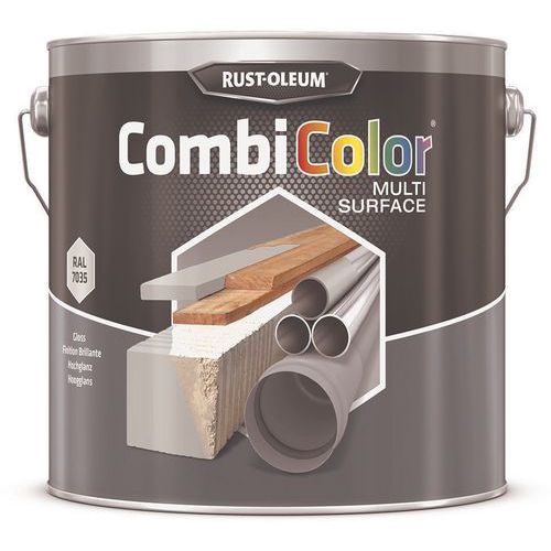 Rust-Oleum - Peinture CombiColor Multi-Surfaces 2.5L Gris Clair RAL7035 - Finition Brillante Intérieur/Extérieur - Idéale pour toutes surfaces