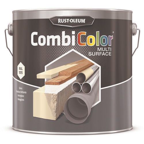 Rust-Oleum - Peinture CombiColor Multi-Surfaces 2.5L Ivoire Clair RAL1015 - Finition Brillante Intérieur/Extérieur - Idéale pour toutes surfaces