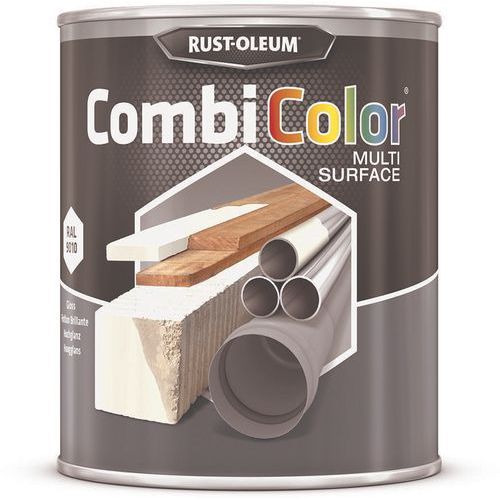 Rust-Oleum - Peinture CombiColor Multi-Surface Blanc Pur RAL9010 750mL - Finition Brillante Intérieur/Extérieur - Séchage Rapide