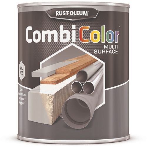 Rust-Oleum - Peinture CombiColor Multi-Surface Gris Clair RAL7035 750mL - Finition Brillante Intérieur/Extérieur - 10m²/L