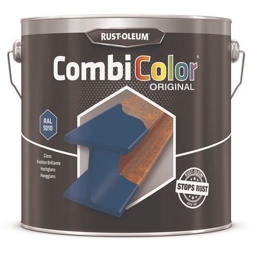 Rust-Oleum - Peinture CombiColor Original 2,5L Bleu Gentiane RAL5010 - Finition Brillante Intérieur/Extérieur - Séchage Rapide