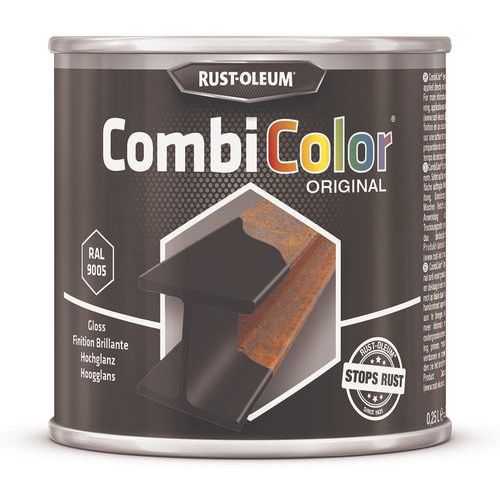 Rust-Oleum - Peinture CombiColor Original Noir Foncé RAL9005 - 250mL - Finition Brillante Intérieur/Extérieur