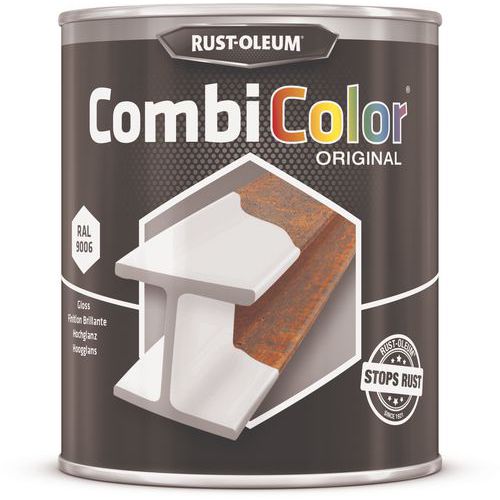 Rust-Oleum - Peinture CombiColor Original 750mL Blanc Aluminium RAL9006 - Intérieur/Extérieur - Finition Durable