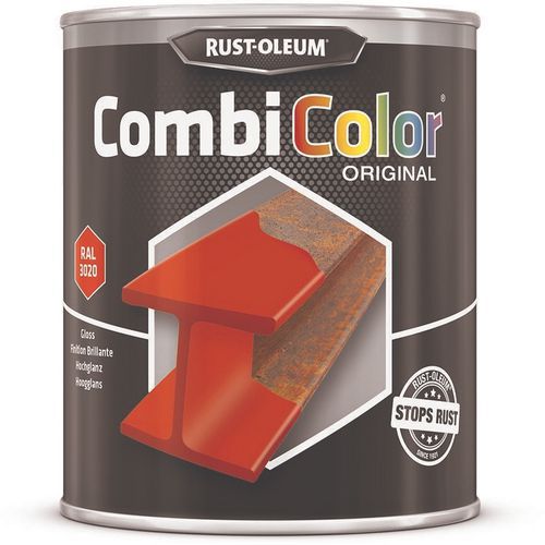 Rust-Oleum - Peinture CombiColor Original 750mL Rouge Signalisation RAL3020 - Finition Brillante Intérieur/Extérieur - Séchage Rapide