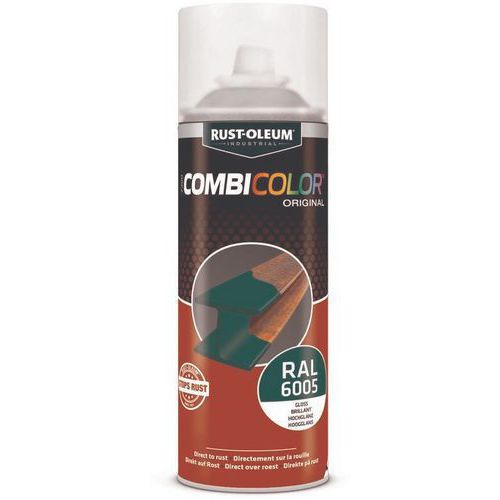 Rust-Oleum - Peinture Aérosol CombiColor Original Vert Mousse RAL6005 400mL - Finition Brillante Intérieur/Extérieur - Séchage Rapide