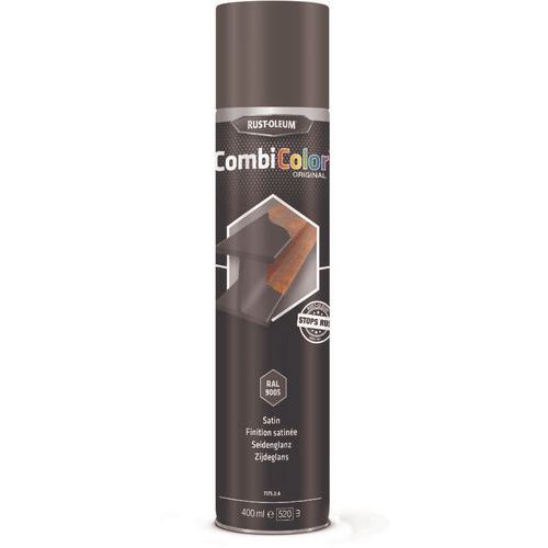 Rust-Oleum - Peinture aérosol CombiColor Original Satin Noir RAL9005 400ml - Intérieur/Extérieur - Finition Satinée