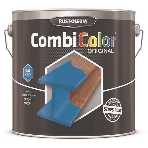 Rust-Oleum - Primaire CombiColor Original Brillant 2.5L Bleu Clair RAL5012 - Antirouille Intérieur/Extérieur - Séchage Rapide