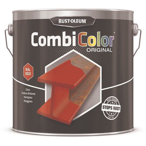 Rust-Oleum - Primaire CombiColor Original Brillant 2.5L Rouge Signalisation RAL3020 - Antirouille Intérieur/Extérieur - Séchage Rapide