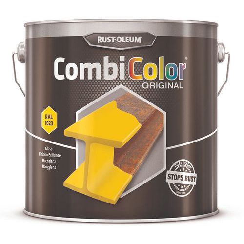 Rust-Oleum - Primaire CombiColor Original Brillant Jaune Signalisation RAL1023 2.5L - Antirouille Intérieur/Extérieur - Séchage Rapide