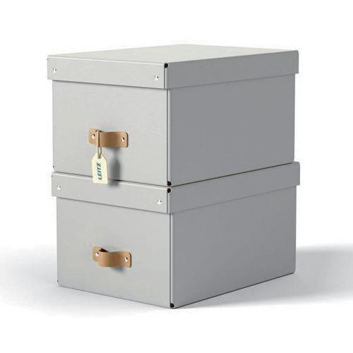 Leitz - Boîte de rangement Puro avec couvercle - Beige - Carton - Format A4 - 26.5 cm