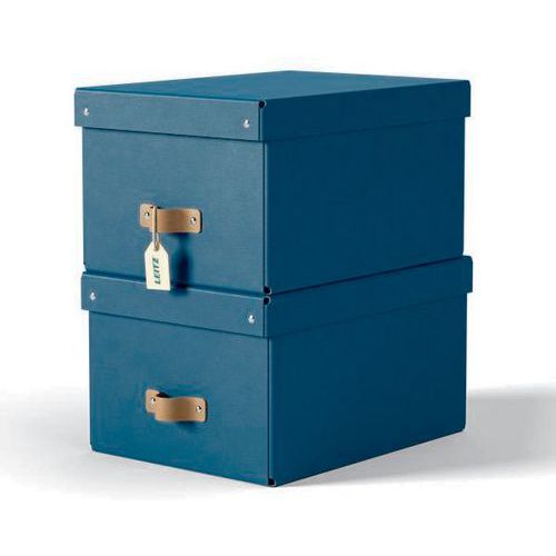 Leitz - Boîte de rangement Puro avec couvercle - Bleu - Carton - Format A4 - 26.5 cm