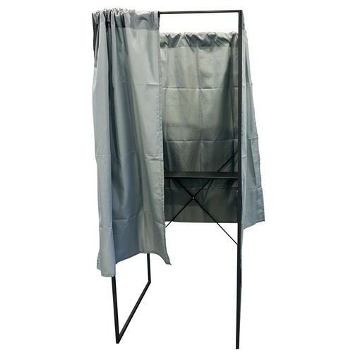 Viso - Isoloir standard gris - 80x200 cm - Structure acier, rideau polyester, pliable