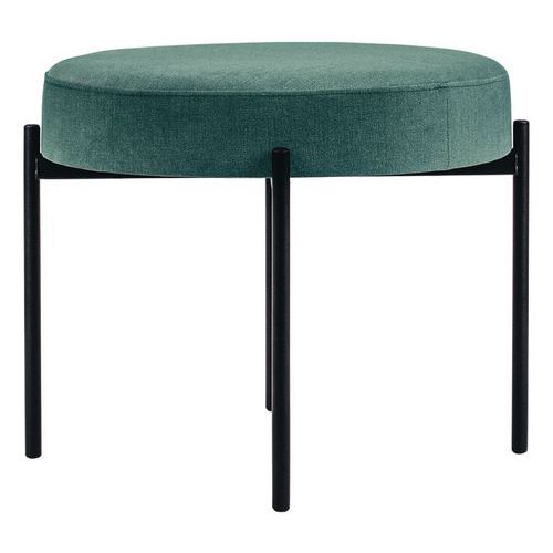 Tabouret Rond Gaia Pied Noir Tissu Polyester Vert
