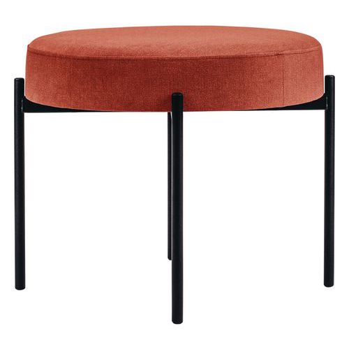 Tabouret Rond Gaia Pied Noir Tissu Polyester Marron