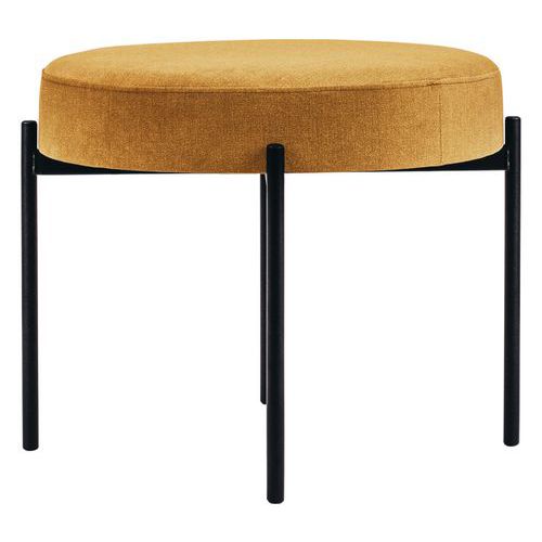 Tabouret Rond Gaia Pied Noir Tissu Polyester Safran