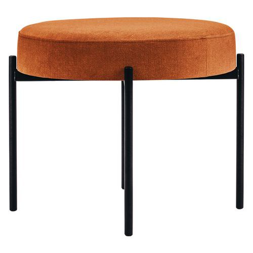 Tabouret Rond Gaia Pied Noir Tissu Polyester Rouille
