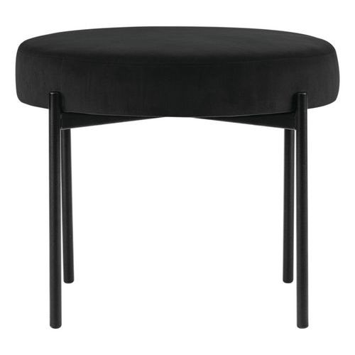 Tabouret Rond Gaia Pied Noir Velours Polyester Noir