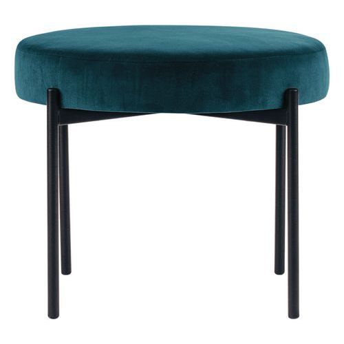Tabouret Rond Gaia Pied Noir Velours Polyester Vert